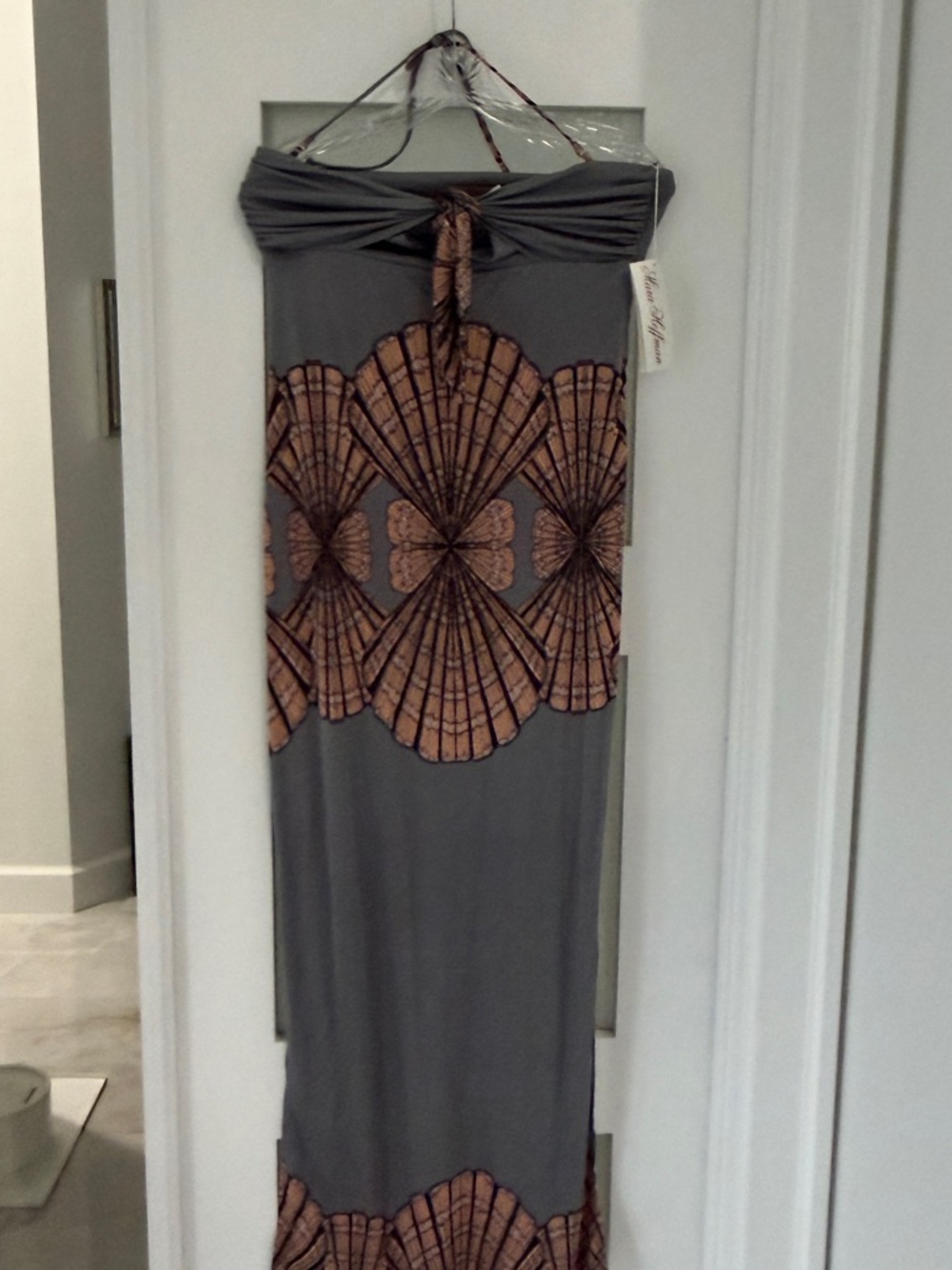Mara Hoffman Gray Maxi Dress with Copper Shell Motif